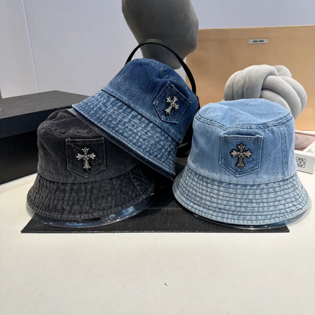 P70 Croxin spring and summer new denim fisherman hat, retro old street style, washed and torn edges, perfect for taking photos👑